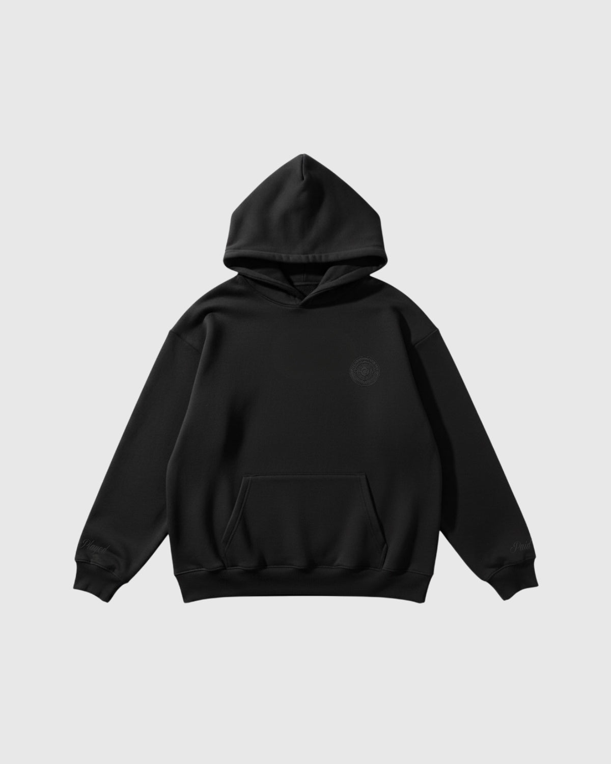 Lifted Lawyers Club (the LLC) Bench Pullover Hoodie in ultra heavyweight premium fleece in black. The LLC wheel logo is embroidered on chest. 