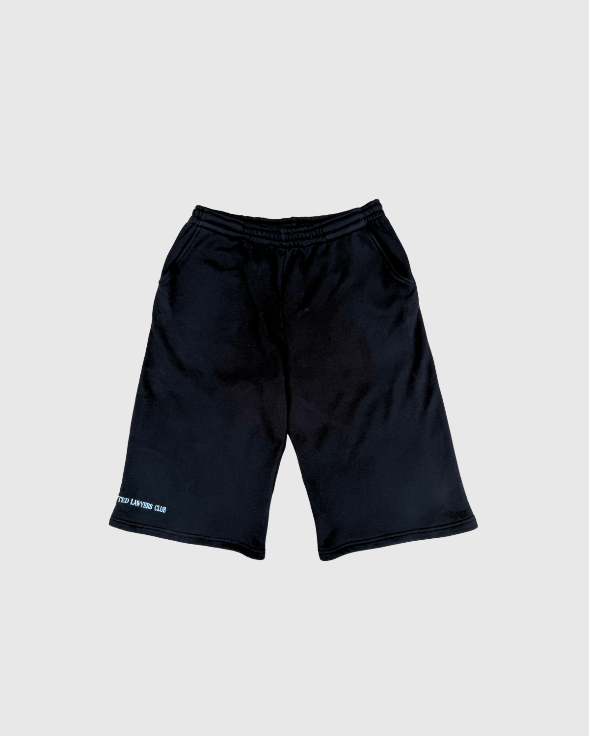Long fleece shorts with elastic waistband and logo embroidered at hem (Black)