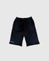 Long fleece shorts with elastic waistband and logo embroidered at hem (Black)